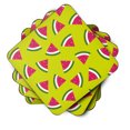 thumbnail image 2 of Carolines Treasures BB5151FC Watermelon on Lime Green Foam Coaster Set of 4 3 1/2 x 3 1/2 multicolor, 2 of 3