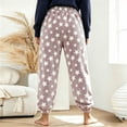 thumbnail image 6 of Women's Fleece Pajama Pants Star Print Elastic Waist Cuffed Ankle Loose Fit Soft Warm Cozy Casual Fall Winter Everyday Lounge Sleep Trousers Khaki, 6 of 8