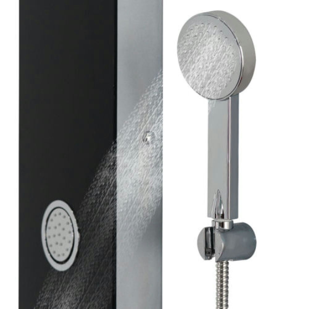 Finihen Shower Panel, Shower Panel Tower System, 59 Inch Tempered Glass Shower Panel with Hand Shower, Silver Finihen Shower Panel, Shower Panel Tower System, 59 Inch Tempered Glass Shower Panel with Hand Shower, Silver