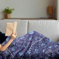 thumbnail image 3 of Navy Blue Soft Flannel Fleece Blanket, Circular and Floral Alike Oriental Style Patterned Design Artwork, Cozy Plush for Indoor and Outdoor Use, 70" x 90", Navy Blue White and Blue, by Ambesonne, 3 of 5