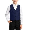 thumbnail image 6 of Boys' Solid Color Vest, V-Neck Button Front Sleeveless Blazer Style, Formal Casual Top for Boys, Ideal for School Events & Special Occasions, Comfortable Fit, 4-14 Years Dark Blue 13-14 Years, 6 of 7
