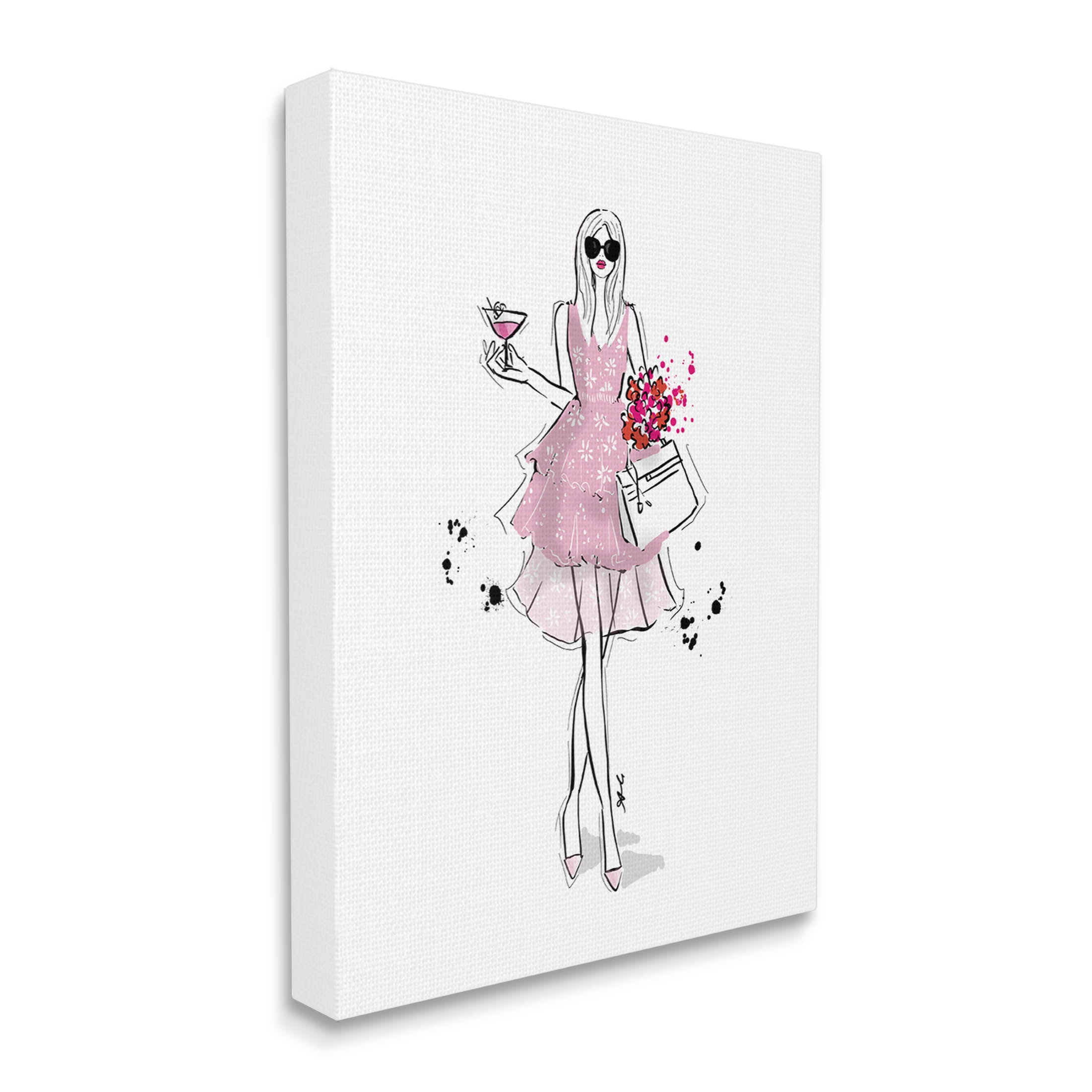 Stupell Industries Glam Fashion Party Girl Graphic Art Gallery Wrapped Canvas Print Wall Art, Design by Alison Petrie