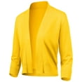 thumbnail image 1 of URBAN DAIZY Women's Classic 3/4 Sleeve Crop Bolero Cardigan Open Front Cropped Shrugs Knit Sweater A09_620 Yellow 1XL, 1 of 7