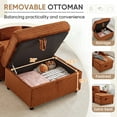 thumbnail image 5 of Muumblus Accent Chair with Storage Ottoman & Side Table, Cozy Lounge Chair with USB, Modern Single Sofa Armchair for Living Room, Orange Corduroy, 5 of 11