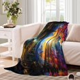 thumbnail image 3 of Throw Blankets Colorful Sunset Jungle Print Fleece Throw Blanket Bed Couch Sofa, 3 of 5