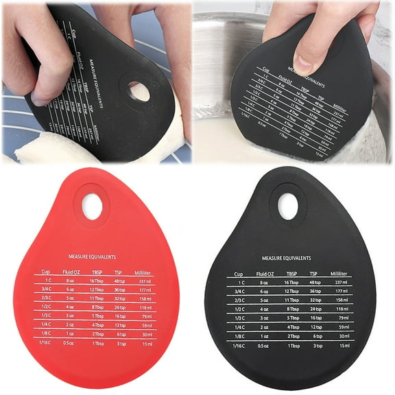 Walbest 1Pc Silicone Bowl Scraper(5" x 3.86") with Measurement Chart, Food Grade Dough Scraper for Baking Sourdough Bread, Cake, Pizza, Multipurpose Kitchen Dish Pan Scraper, Easy to Clean