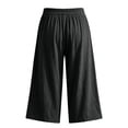 thumbnail image 6 of Zjunqe Linen Capri Pants Plus Size Loose Wide Leg Trouser Elastic Waist Dressy Casual Lounge Flowy Yoga Culottes Wide Leg Palazzo Cropped Pants with Pockets Lightweight Comfy Pajama Pants Black 3Xl, 6 of 9