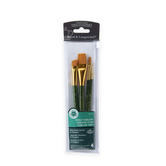 Royal & Langnickel(R) Gold Taklon Value Pack Brush Set-4/Pkg