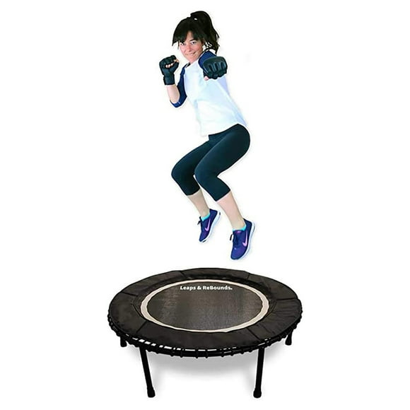 LEAPS & REBOUNDS 40" Mini Fitness Trampoline & Rebounder for Adults, Gray