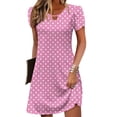 thumbnail image 2 of SMihono Women's Casual A-Line Dresses with Pockets Summer Polka Dot Print Tshirt Dress Short Sleeve Mini Dress Flowy Sundresses Hot Pink XL, 2 of 5