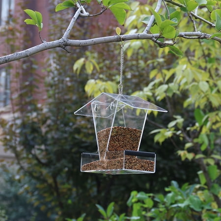 Bird Feeder House Window Bird Feed Box Hanging Parrot Food Feeder