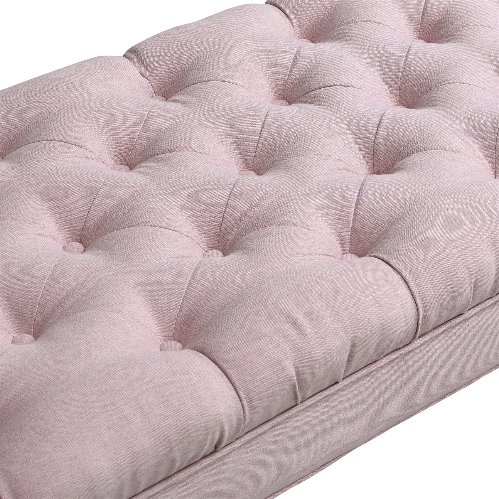 Alvantor Button Tufted End of Bed Benches Large Velvet Upholstered Bench with Pillows for Bedroom,Living Room, Entryway Pink