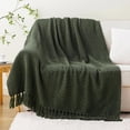 thumbnail image 3 of Battilo Olive Green Throw Blanket for Bed,Soft Knitted Throws for Spring Home Decor,Green Blanket,50"x60", 3 of 8