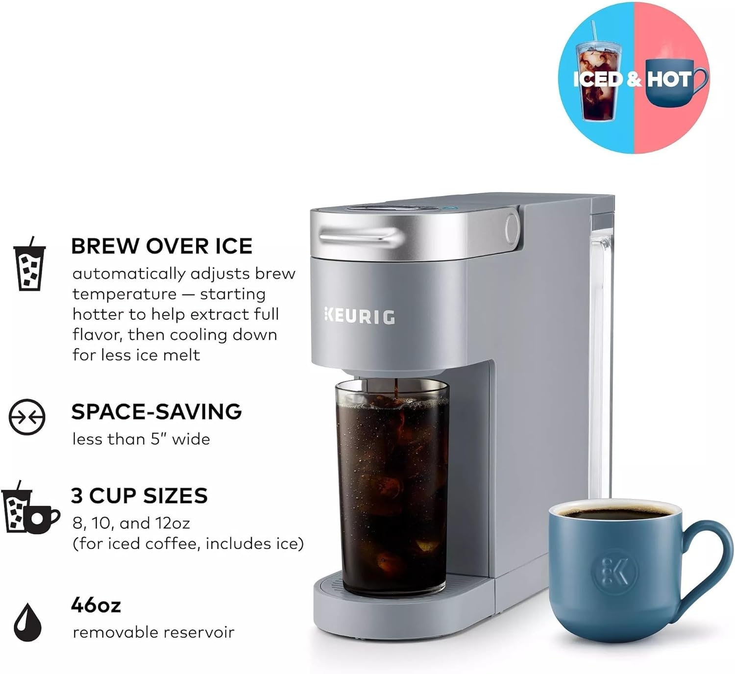Restored Keurig KIPK900FAGY K-Iced Plus Single Serve Coffee Maker, Artic Gray (Refurbished)