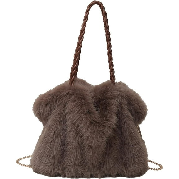 Furry Purse Winter Fluffy Bags for Women Fuzzy Tote Bag Handbags Faux Fur Bag Fluffy Shoulder Crossbody Bag
