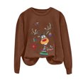 thumbnail image 5 of Kaprioy Sweatshirts for Women Cute Christmas Gift Long Sleeve Shirt Pullover Tops Elk Prints Fall Fashion Clothing Brown, L, 5 of 6