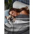 thumbnail image 3 of Black Grey Ombre Queen Size Flat Sheet, Wrinkleproof & Fadeproof Cooling Flat Bed Sheet Only, Modern Geometric Abstract Moire Art Breathable Soft Bedding Top Sheets 90 x 102 Inches, 3 of 8
