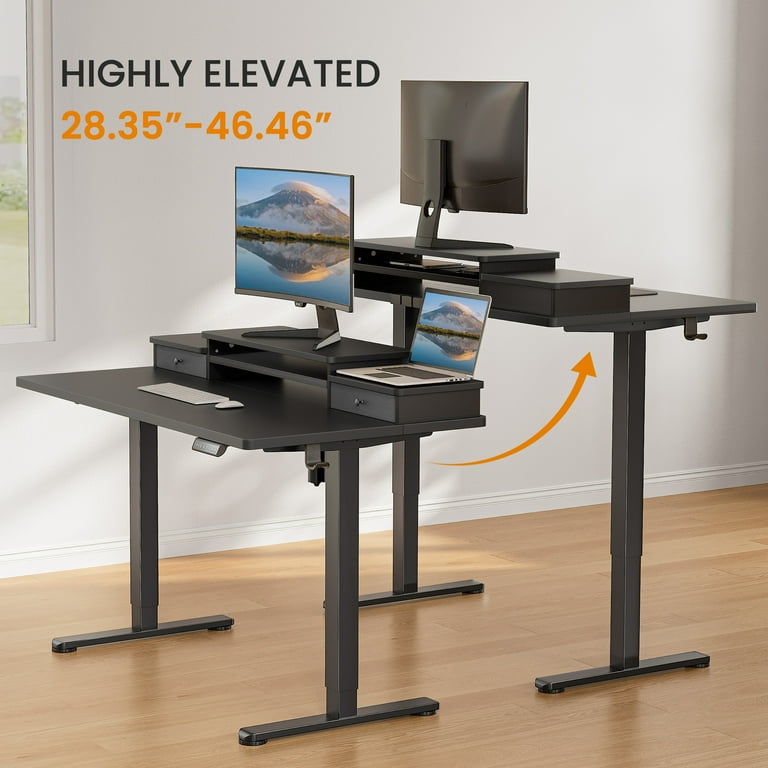 Claiks Standing Desk With Drawers, 55x24 Inch Stand Up