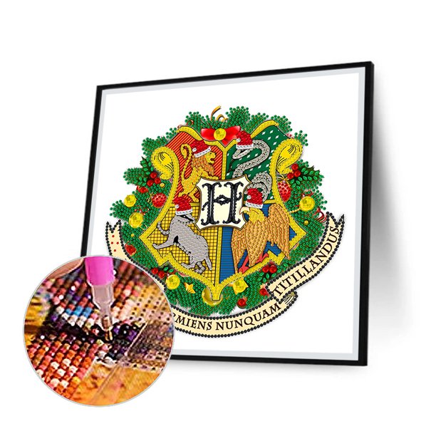 Cuadros Decorativos Insignia de Harry Potter 5D Pintura de diamante DIY Arte de pared de taladro parcial en forma especial Tmvgtek embutido en tela