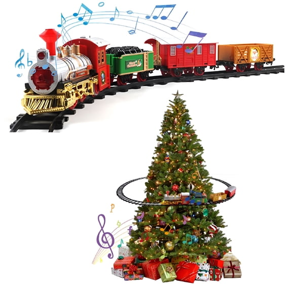 BESTSKY Christmas Tree Train, Christmas Tree Train Set Around Tree, Battery Powered Train for Around Tree Sets, Hanging Train Christmas