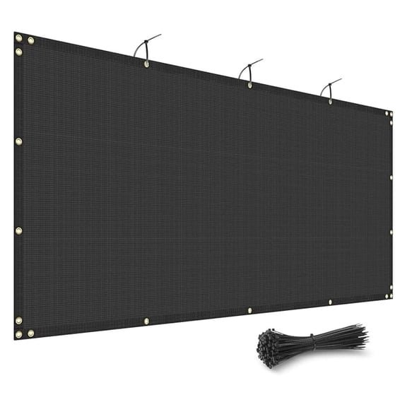 8' x 20' Black Fence Privacy Screen Outdoor Heavy Duty Fencing Mesh Net Outside UV Blockage Windscreen Fabric Shade Cover Tarp for Wall Backyard Patio Garden, Cable Zip Ties Included