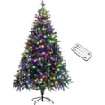 thumbnail image 1 of HOMCOM 7ft Artificial Prelit Christmas Tree with Dual Colour LED Light and 1466 Tips, Metal Stand, Hinged Xmas Tree for Home Office Holiday, Green, 1 of 8