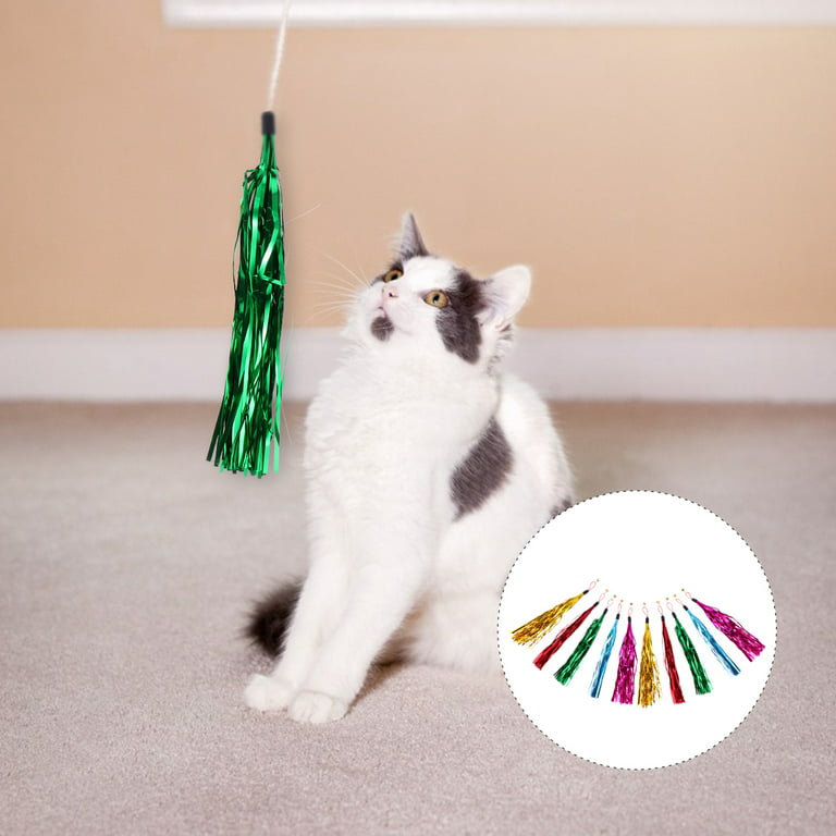 Cat Wand Teaser Toys Replacement Interactive Tassel Catcher Kitten Ribbon  Supplies Stick Refill Crinkle Teasing String 