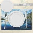 thumbnail image 3 of Ambesonne Scenery Place Mats Set of 4, Sunset Lake by Harbor, Standard Size, Blue, 3 of 6