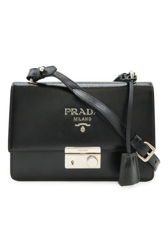 Pre-Owned PRADA Shoulder Bag, Pouch, Clutch Enamel Patent Leather, NERO Black, 1BD162
