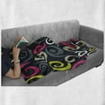 thumbnail image 6 of Psychedelic Soft Flannel Fleece Blanket, Vintage Sixties Inspired Swirls on Dark Toned Background Modern Abstract Image, Cozy Plush for Indoor and Outdoor Use, 60" x 80", Multicolor, by Ambesonne, 6 of 6