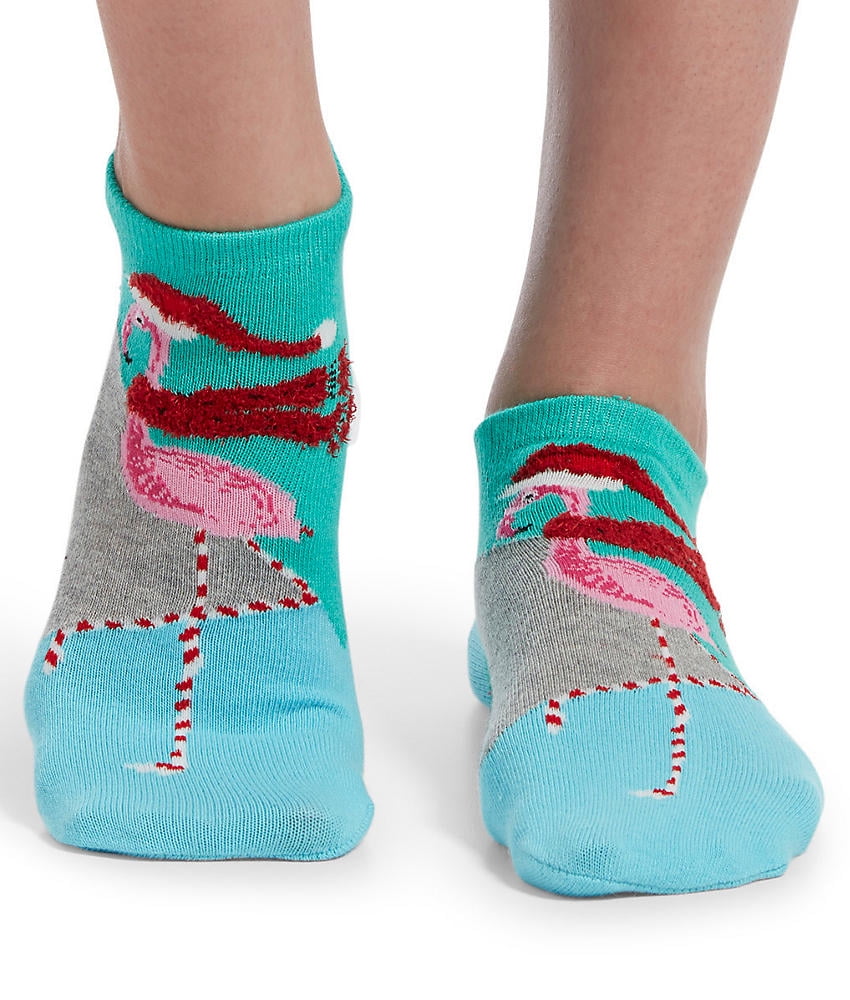 Photo 1 of HUE Womens 2-Pk. Footsie Socks Gift Box ((02)Red/Flamingo, One Size)