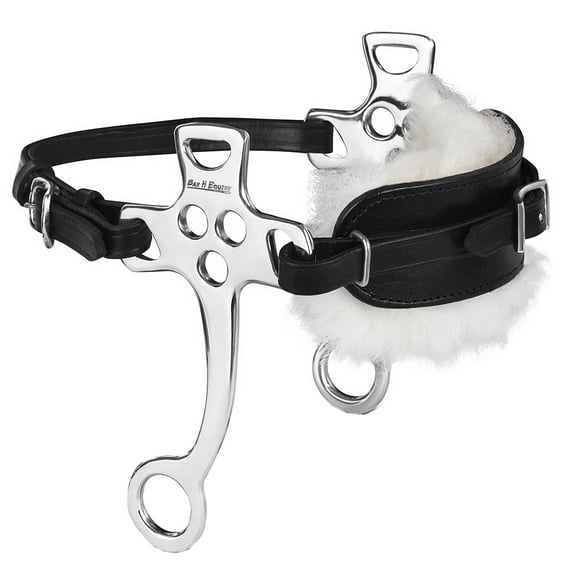Hilason Side Stainless Steel Horse Hackamore Bit W/ Black Leather