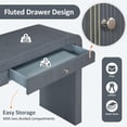 thumbnail image 2 of Retro Curved Console Table with 2 Drawers, Versatile 54'' Long Accent Entryway Table Sofa Table with Thick Legs for Hallway & Living Room, Dark Navy, 2 of 7