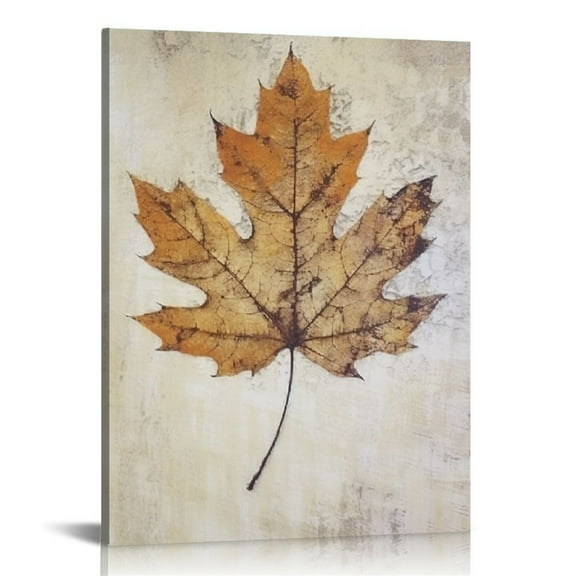 JRXY Rustic Vintage Farmhouse Fall Maple Leaf Watercolor Drawing Framed Wall Art Canvas Prints Decor for Home Bedroom, Retro Style Thanksgiving Decorations 12x16 in
