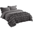 thumbnail image 4 of DNG Creations 1 Piece Vintage Ruffle Duvet Cover 100% Egyptian Cotton, 800 Threads Count - With Zipper & Corner Ties ( Oversized Queen - Solid Dark Grey ), 4 of 7