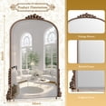 thumbnail image 6 of Gleamira 40"x 28" Arched Bathroom Mirror Vintage Vanity Mirror Wall Decorative Mirror, Antique Silver, 6 of 6