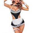 thumbnail image 1 of Sexy Maid Costume For Women Naughty Lace French Cosplay Babydoll Uniform Outfit Sheer Bodysuit Fancy Dress Servant Anime Lingerie Set With Apron Banmo, 1 of 5