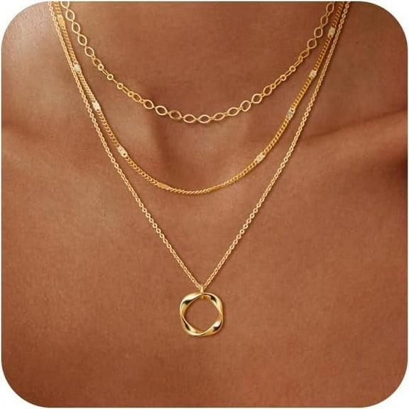 ReedCA Layered Gold Necklaces, Stackable Dainty 14K Real Gold Plated/Silver Layering Choker Necklaces