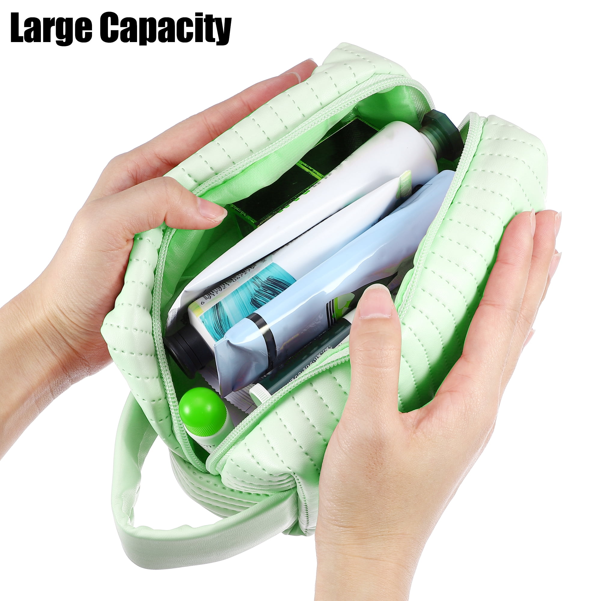 Unique Bargains Floral Makeup Bag Zipper Flower Cosmetic Pouch Green