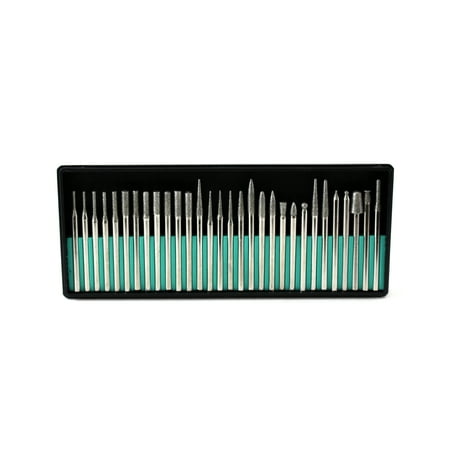 

TEMO 30 pcs Medium Diamond Coated Burrs Glass Drill Bit Grit 120 with 1/8 Inch (3 mm) Shank for Dremel and Rotary Tools