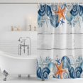 thumbnail image 6 of Small Stall Shower Curtain 36x78 Inch Narrow Half Size Summer Coastal Bath Curtains Bathroom Decor, Sea Ocean Starfish Shells Coral Conch Wood Gray Waterproof Shower Curtain Set with Hooks 36 Inch, 6 of 7