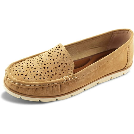 

YAZI Womens Penny Loafers Breathable Slip on Flat Shoes Moccasins