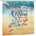 thumbnail image 5 of Mermaid Shower Curtain Summer Ocean Beach Bathroom Decor Nautical Shower Curtain Fabric Polyester Waterproof with Plastic Hooks 72" X 72", 5 of 6