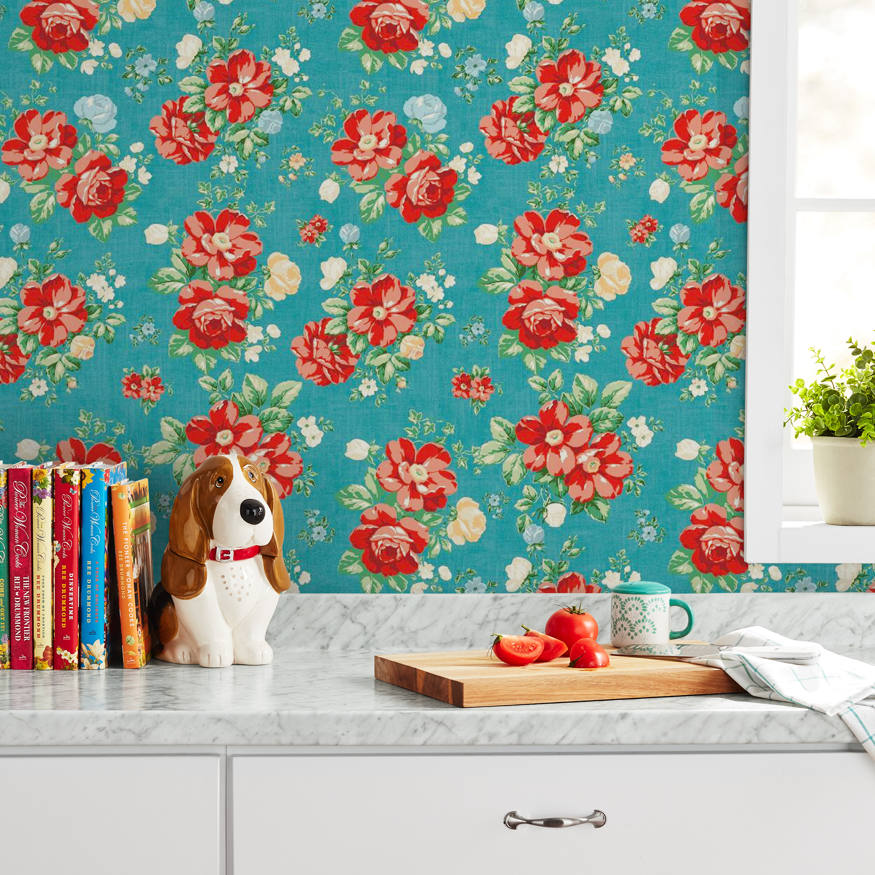 The Pioneer Woman Washy Trellis Teal Peel and Stick Wallpaper  Walmartcom