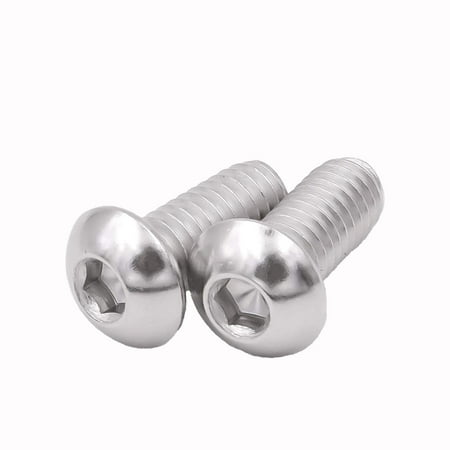 

KINJOEK Button Head Socket Cap Screws Allen Socket Drive 304 Stainless Steel 18-8 Full Thread Bright Finish 1/4-20 x 1 Inch 100 Packs