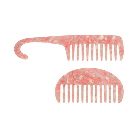 Unique Bargains 1 Set Semicircle Hair Comb Pink Acetate Sheet