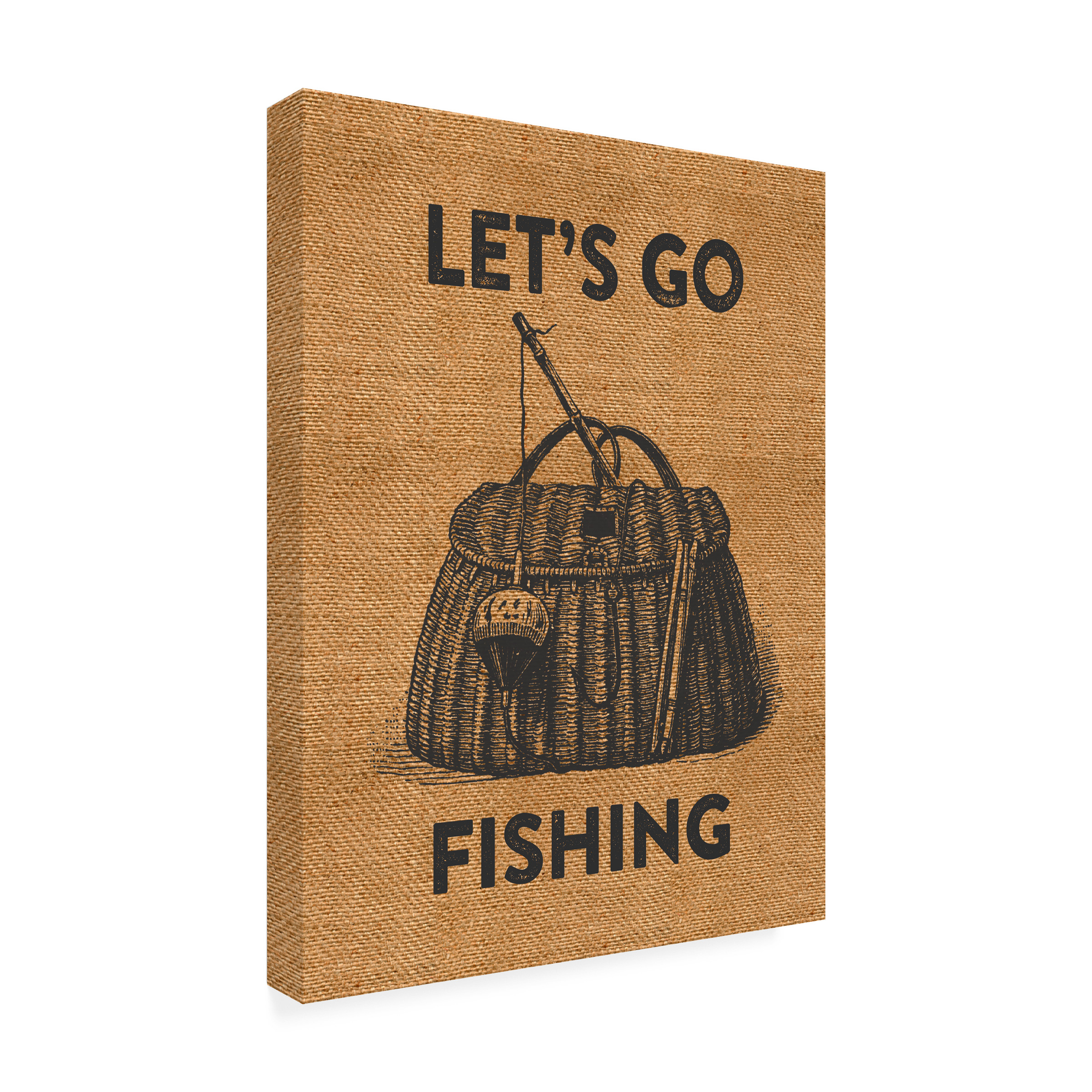 Trademark Fine Art 'Go Fishing Burlap' Canvas Art by Marcee Duggar