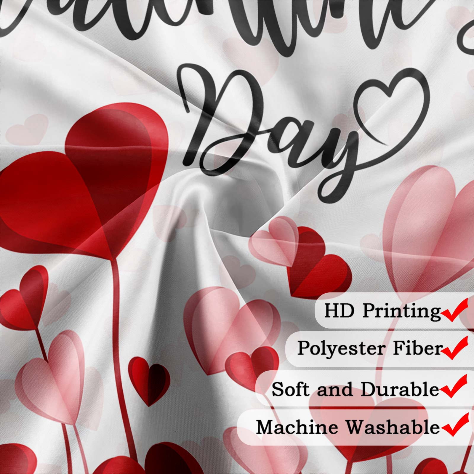 Valentines Shower Curtain, Cute Red Pink Love Heart Romantic Valentine Day Shower Curtain Set for Bathroom, Valentines Day Fabric Shower Curtains Bathtub Decor with Hooks 69X70IN