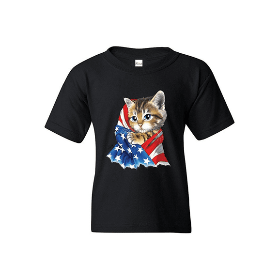 Big Boys T-Shirts and Tank Tops - American Flag Cat
