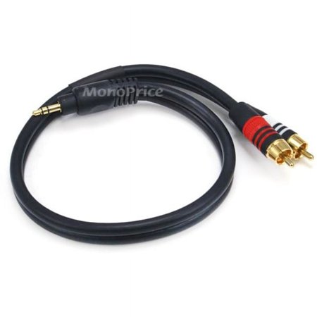 UPC: 0844660055969 | Monoprice Audio Cable – 1.5 Feet – Black | Premium Stereo Male to 2RCA Male 22AWG  Gold Plated